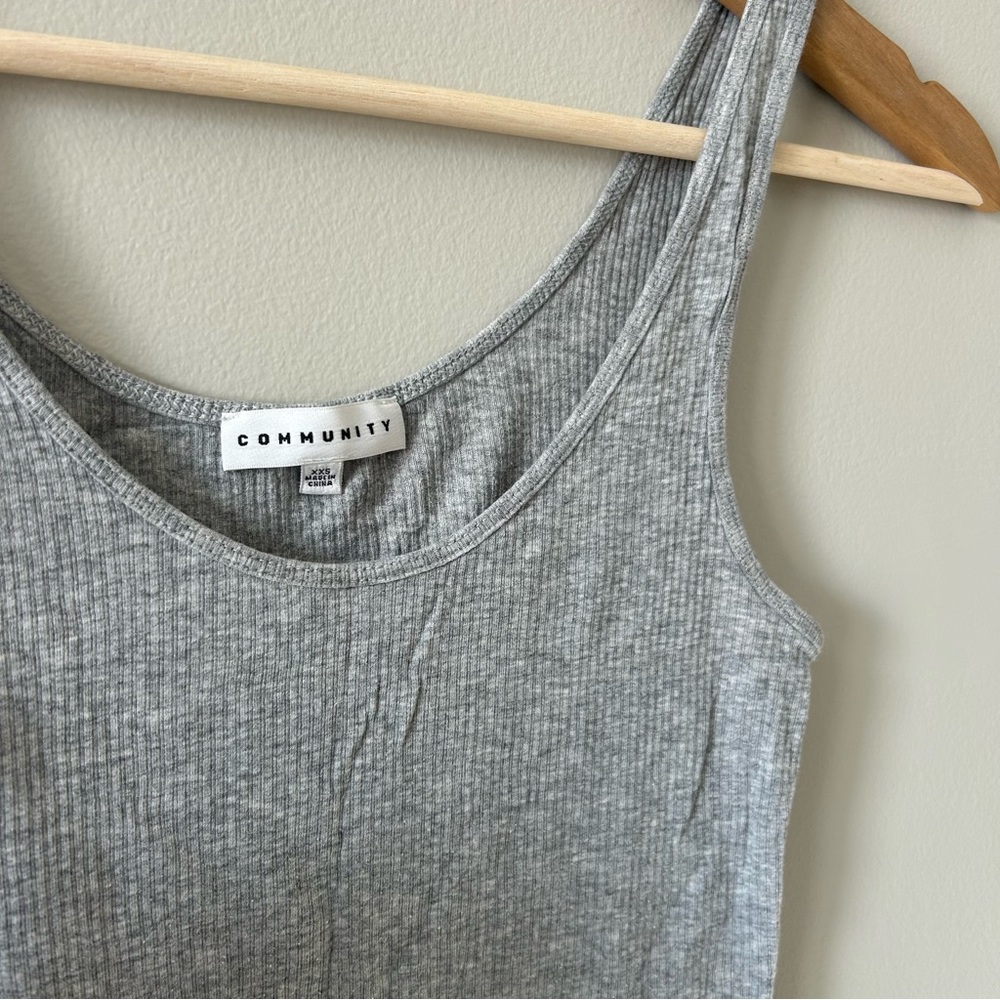 Community Gray Ribbed Tank Top XXS - Picture 3 of 4